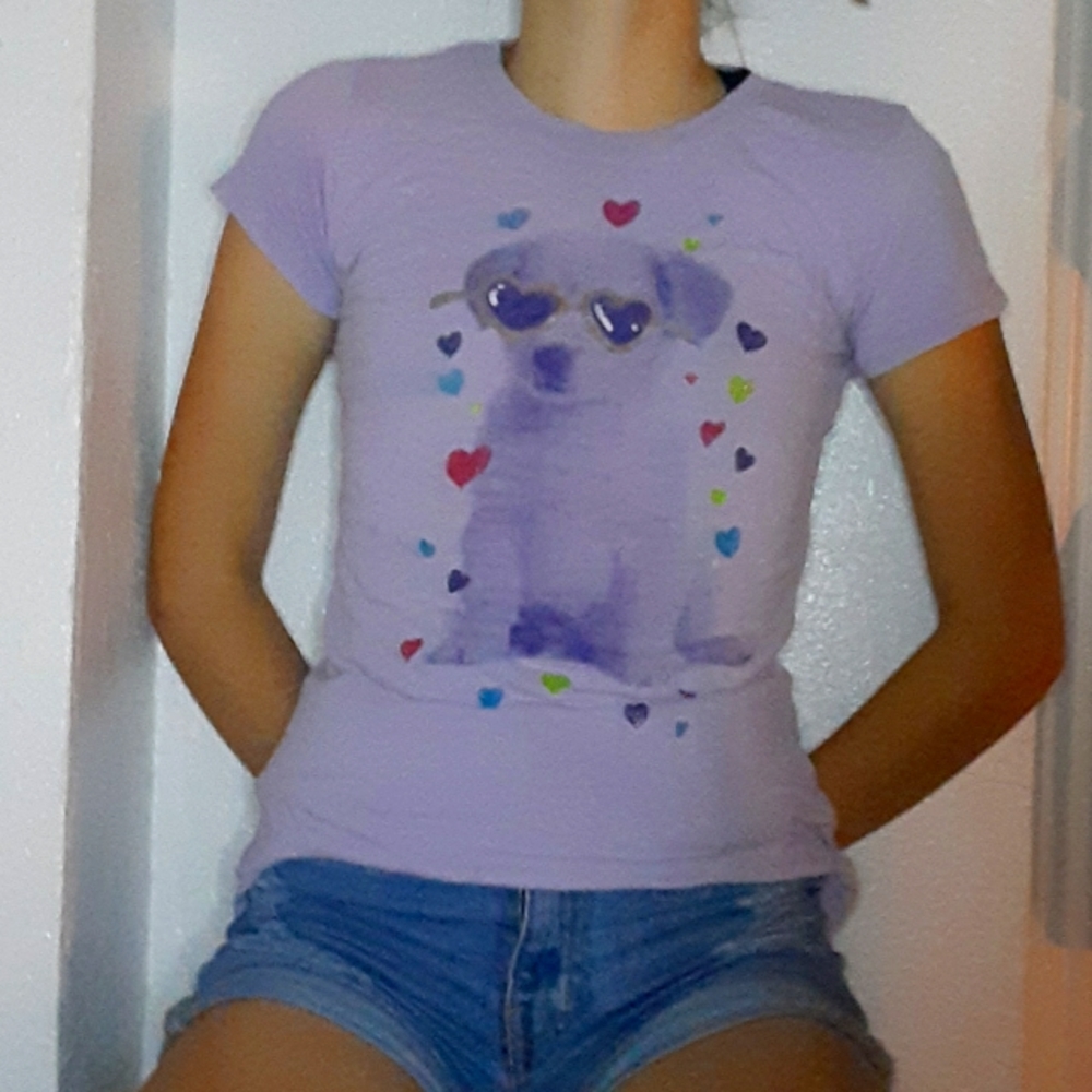 Puppy in sunglasses shirt